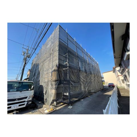 アパート足場組み立て工事 アパート外壁塗装工事