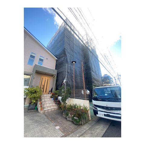 大垣市 住宅3階建て足場組み立て工事