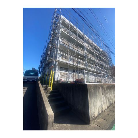 西尾市 マンション足場組み立て工事 仮設工事