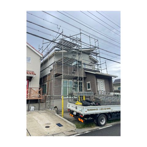 住宅足場組み立て工事 ソーラーパネル取り付け工事