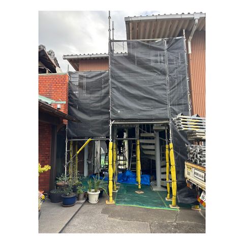 蟹江町 らせん階段塗装用足場