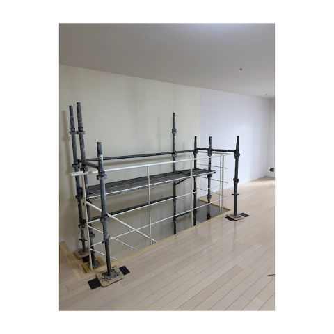 マンション内部足場組み立て工事 ステージ足場